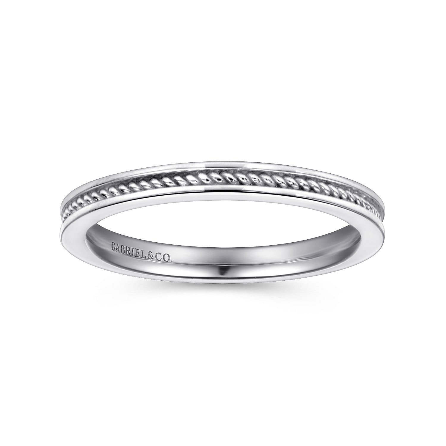 14K White Gold Twisted Rope Stackable Band