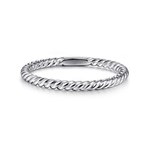 14K White Gold Twisted Rope Stackable Ring