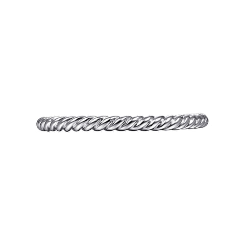 14K White Gold Twisted Rope Stackable Ring