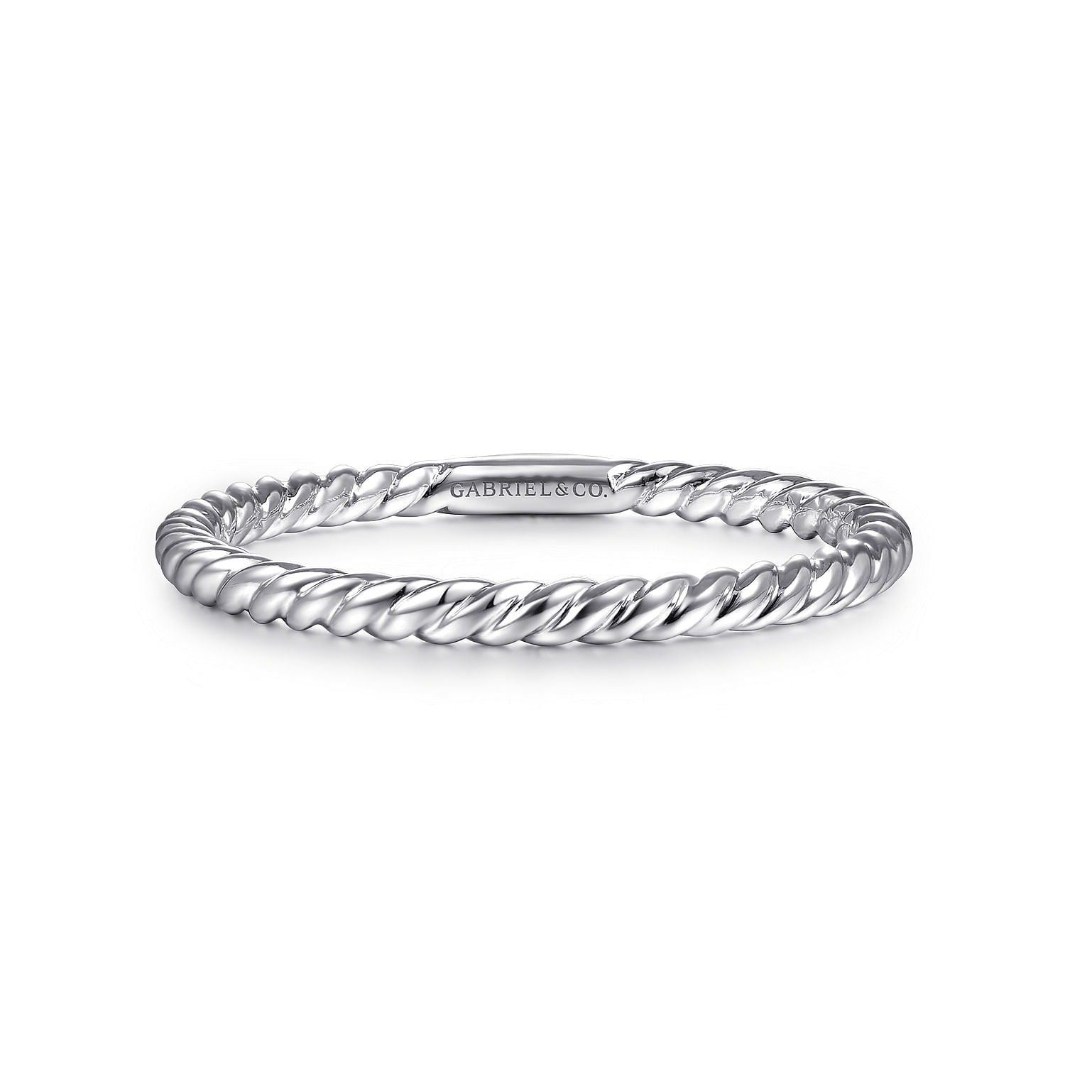 Gabriel - 14K White Gold Twisted Rope Stackable Wedding Band