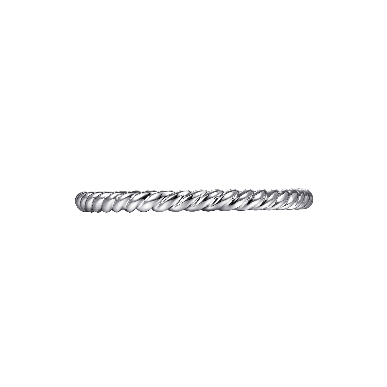 14K White Gold Twisted Rope Stackable Wedding Band