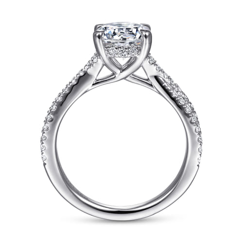 14K White Gold Twisted Round Diamond Engagement Ring