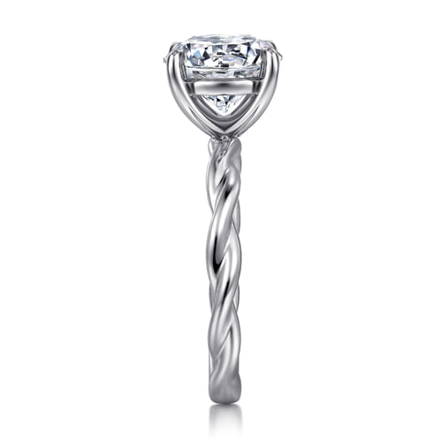 14K White Gold Twisted Round Diamond Engagement Ring