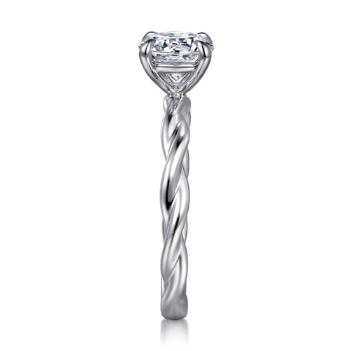 14K White Gold Twisted Round Diamond Engagement Ring