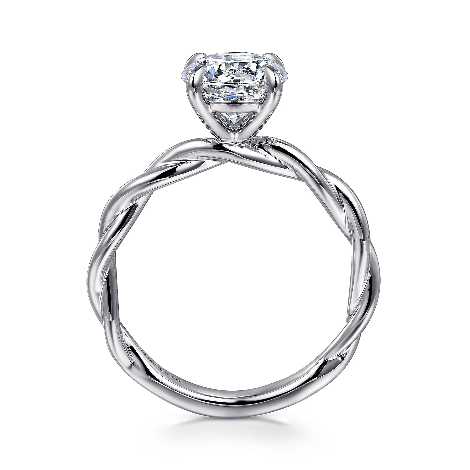 14K White Gold Twisted Round Diamond Engagement Ring