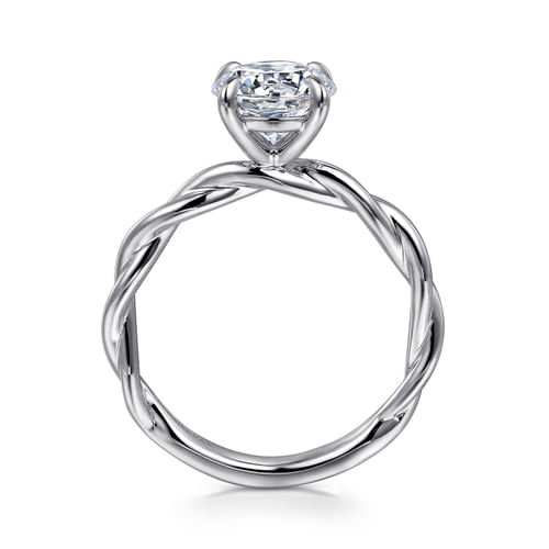 14K White Gold Twisted Round Diamond Engagement Ring