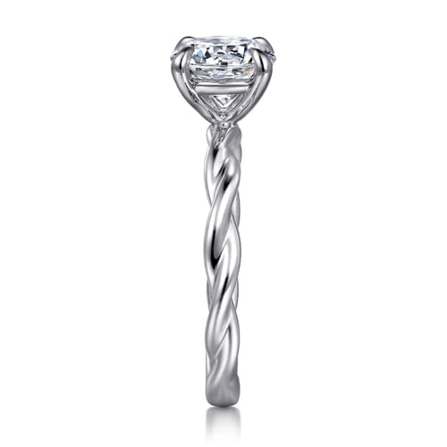 14K White Gold Twisted Round Diamond Engagement Ring
