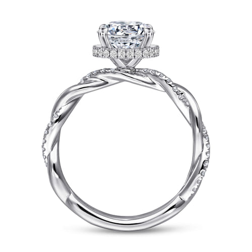 14K White Gold Twisted Round Halo Diamond Engagement Ring 14K White Gold Twisted Round Halo Diamond Engagement Ring