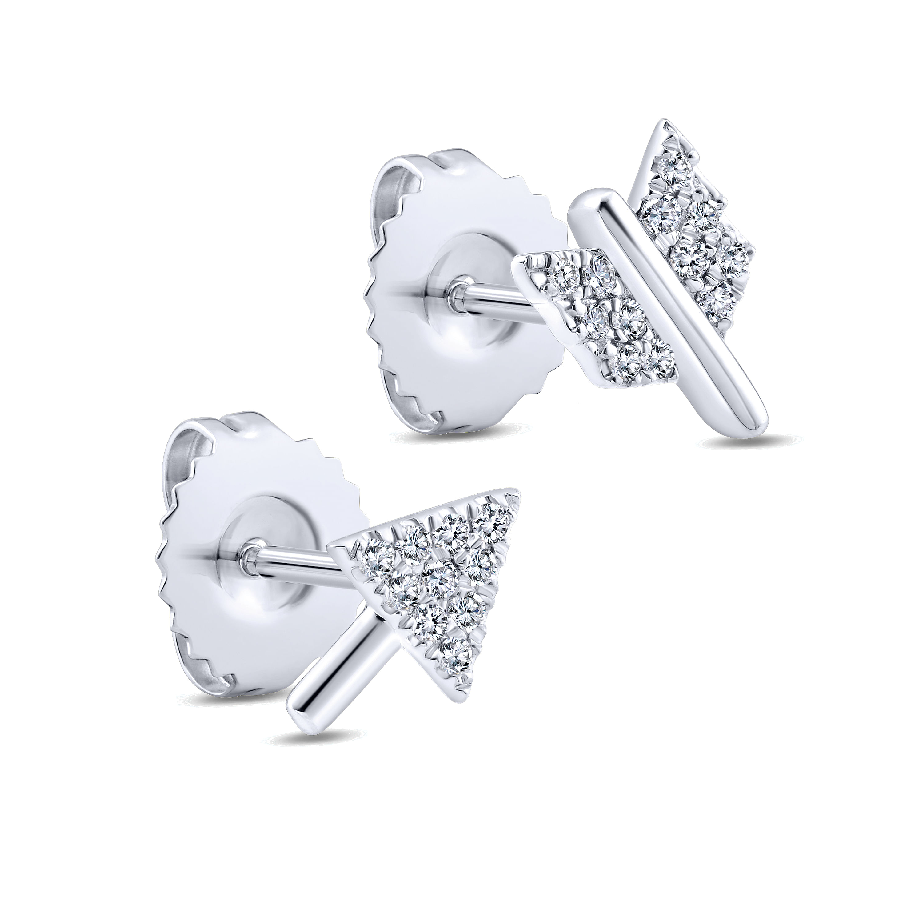 14K White Gold Two Piece Arrow Diamond Stud Earrings
