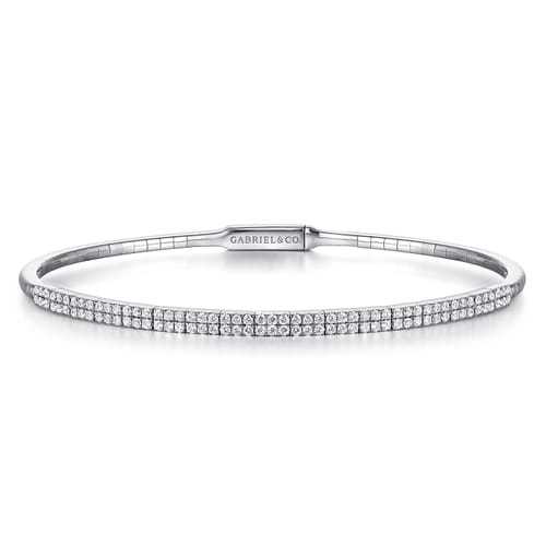 14K White Gold Two Row Diamond Bangle 14K White Gold Two Row Diamond Bangle