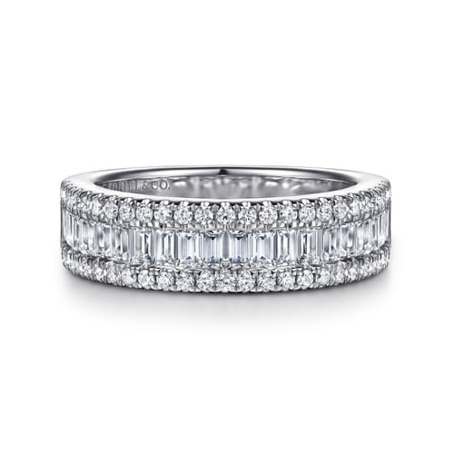 14K White Gold U setting and Channel Baguette Diamond Anniversary Band