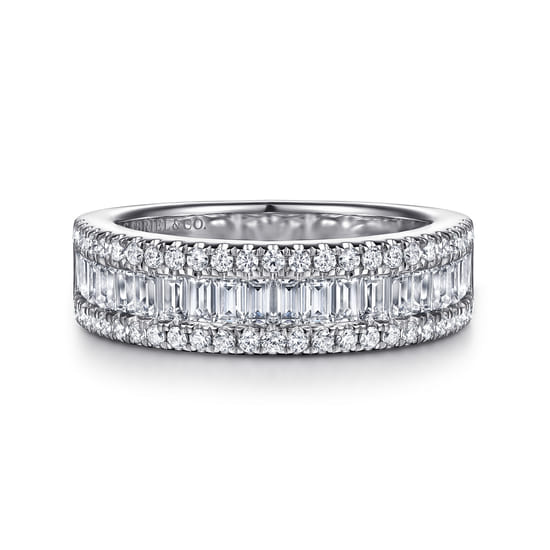 14K White Gold U setting and Channel Baguette Diamond Anniversary Band