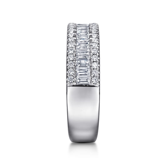 14K White Gold U setting and Channel Baguette Diamond Anniversary Band angle 4