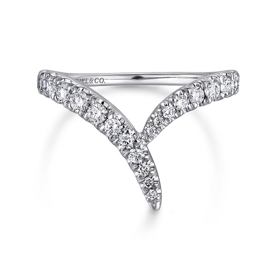 Gabriel - 14K White Gold V Shaped Bypass Diamond Ring