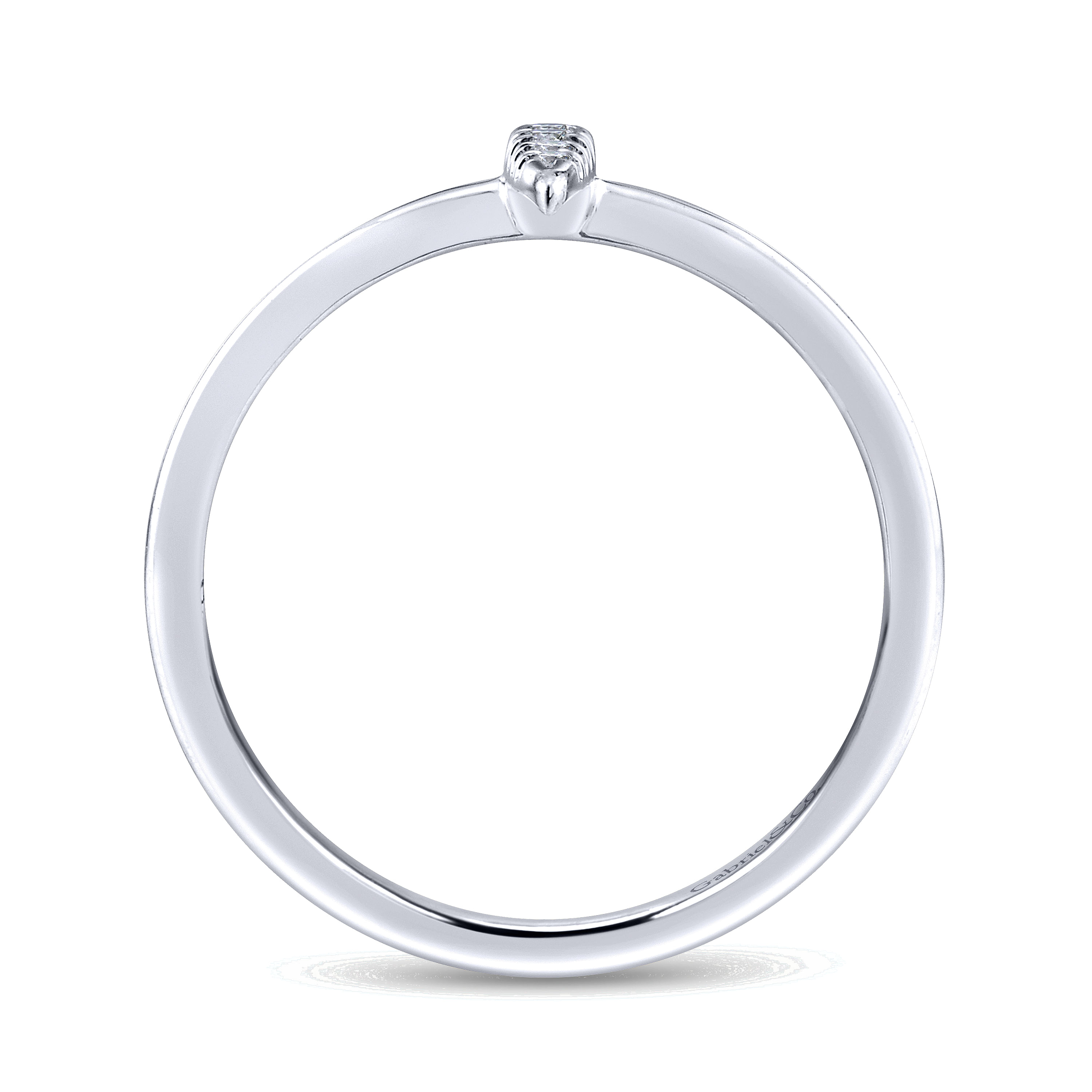 14K White Gold Vertical Diamond Bar Midi Ring