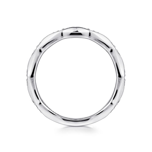 14K White Gold Vintage Inspired Diamond Anniversary Band