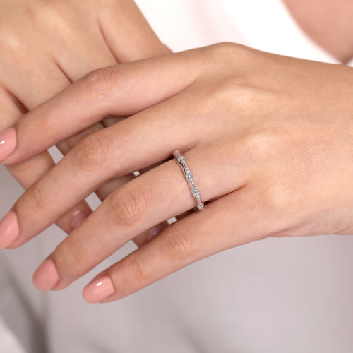 14K White Gold Vintage Inspired Diamond Anniversary Band