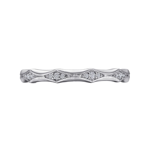 14K White Gold Vintage Inspired Diamond Anniversary Band