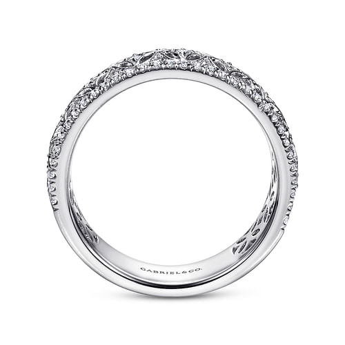 14K White Gold Vintage Inspired Diamond Band