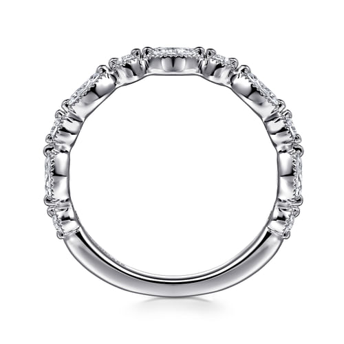 14K White Gold Vintage Inspired Marquise and Round Diamond Anniversary Band