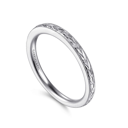 14K White Gold Wedding Band