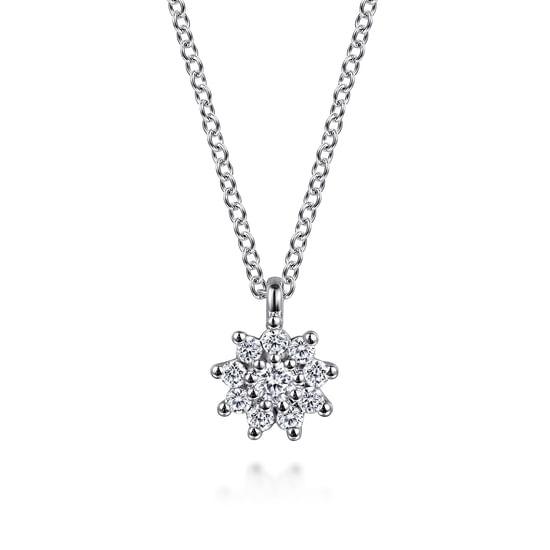 Gabriel - 14K White Gold White Sapphire Cluster Pendant Necklace