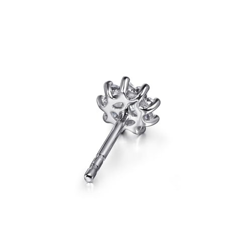 14K White Gold White Sapphire Cluster Stud Earrings