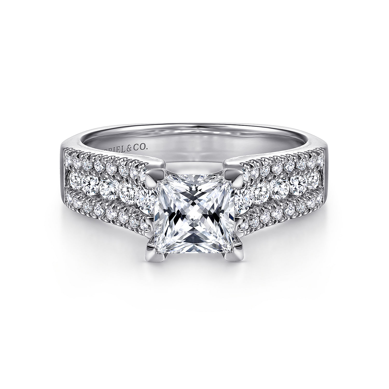 14K White Gold Wide Band Princess Cut Diamond Channel Set Engagement Ring -  ER3952S4W44JJ
