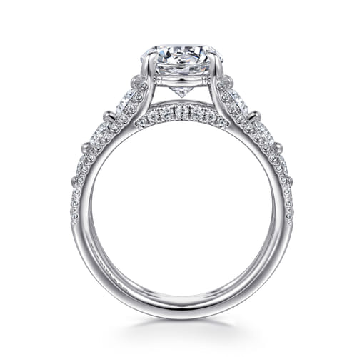 14K White Gold Wide Band Round Diamond Engagement Ring 14K White Gold Wide Band Round Diamond Engagement Ring