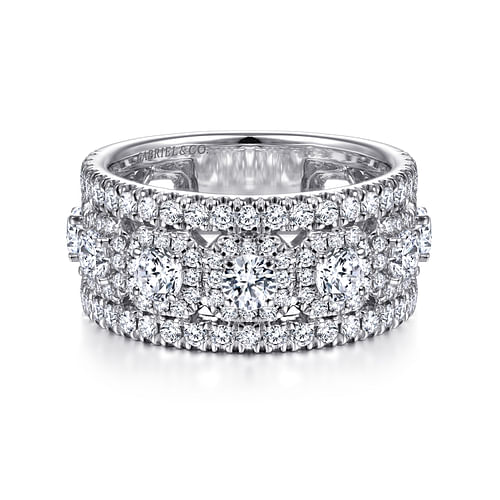 14K White Gold Wide Diamond Anniversary Band