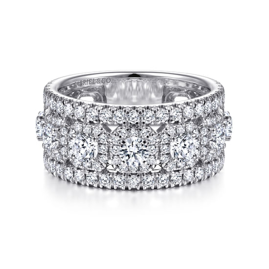 Gabriel - 14K White Gold Wide Diamond Anniversary Band