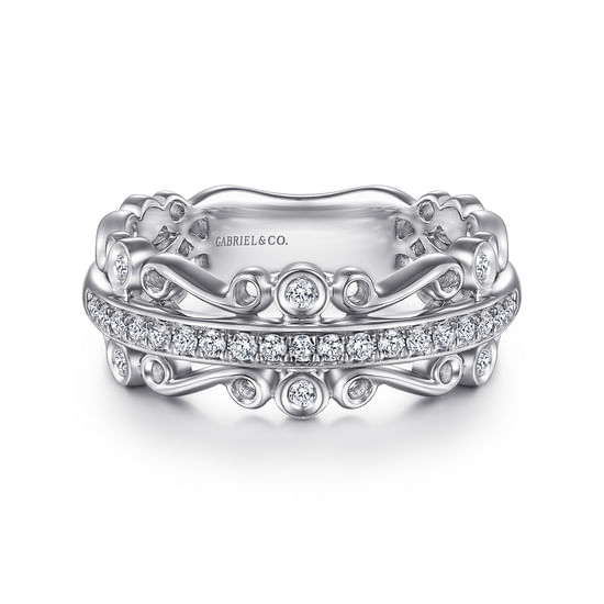 Gabriel - 14K White Gold Wide Diamond Anniversary Band