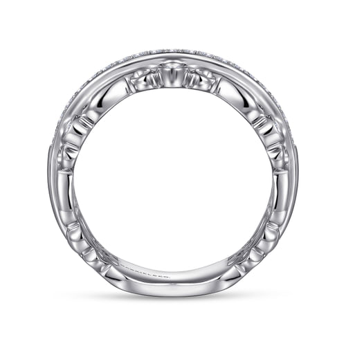 14K White Gold Wide Diamond Anniversary Band