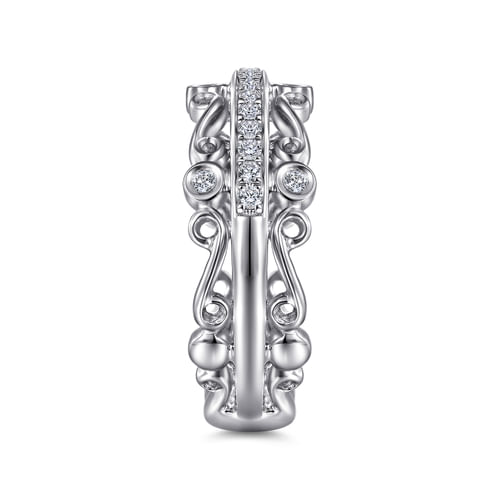 14K White Gold Wide Diamond Anniversary Band