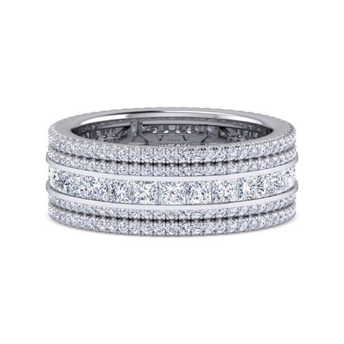 14K White Gold Wide Diamond Anniversary Ring