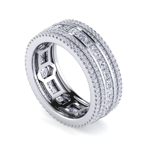 14K White Gold Wide Diamond Anniversary Ring