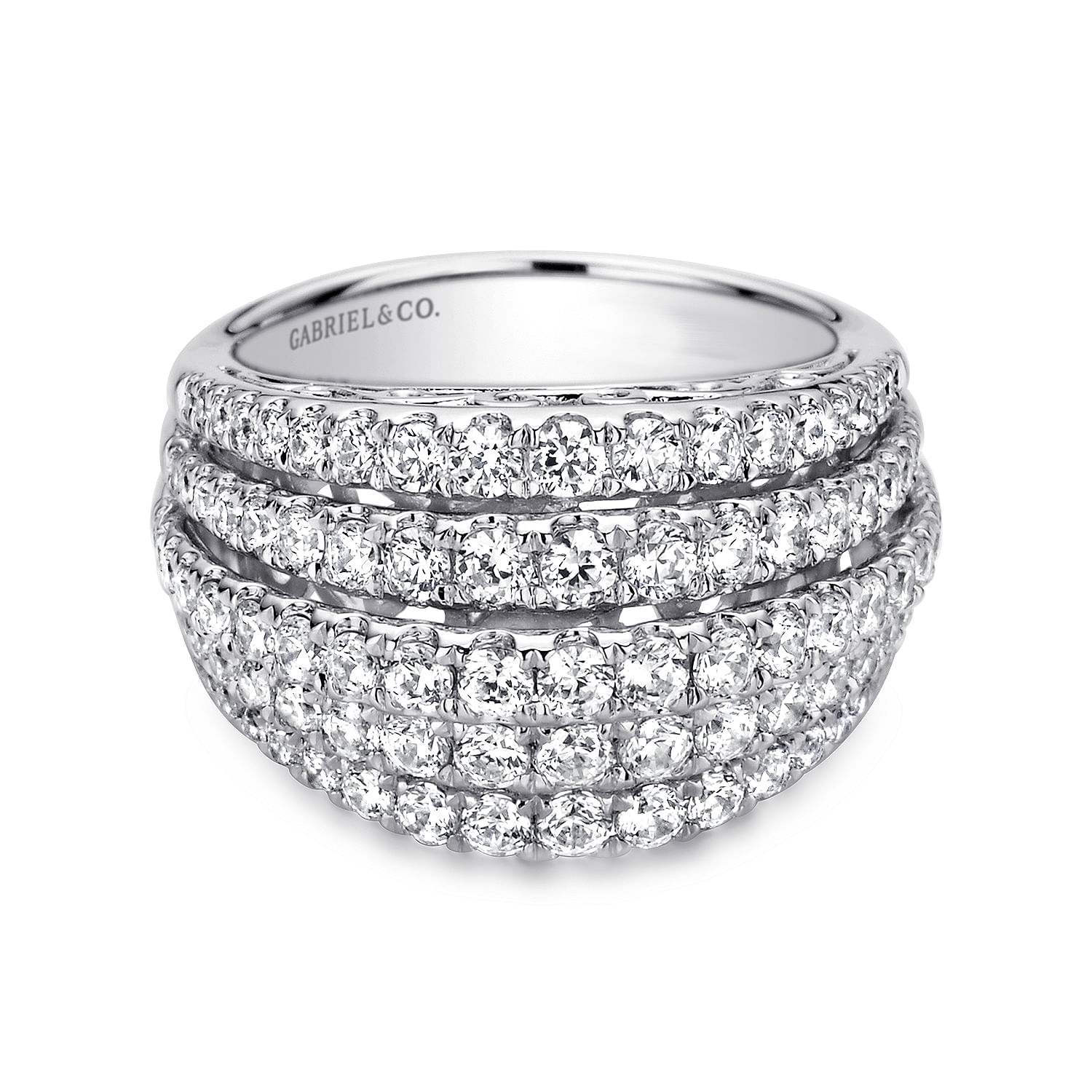 Gabriel - 14K White Gold Wide Diamond Pavé Ring