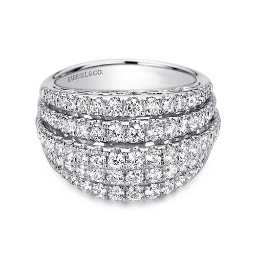 14K White Gold Wide Diamond Pavé Ring