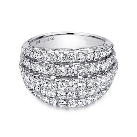 Gabriel - 14K White Gold Wide Diamond Pavé Ring