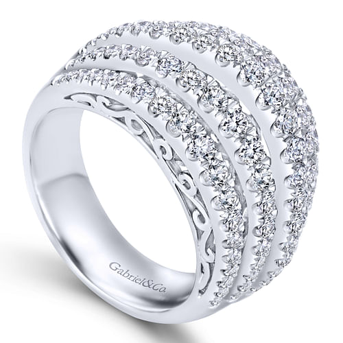 14K White Gold Wide Diamond Pavé Ring