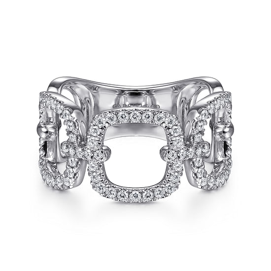 Gabriel - 14K White Gold Wide Open Diamond Square Ring