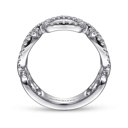 14K White Gold Wide Open Diamond Square Ring