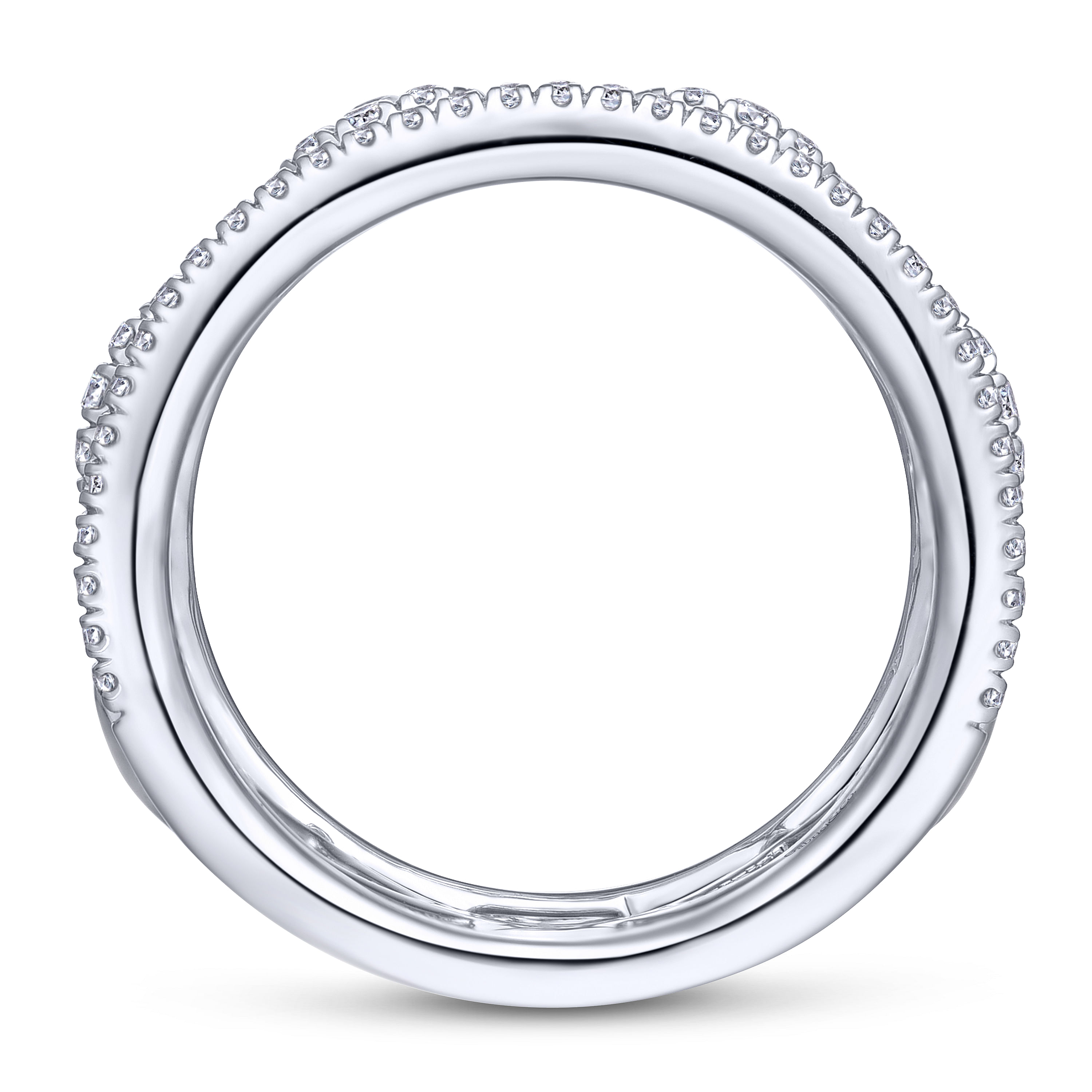 14K White Gold Wide Open Geometric Diamond Ring
