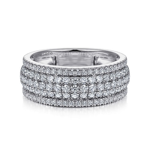 14K White Gold Wide Pavé Diamond Band