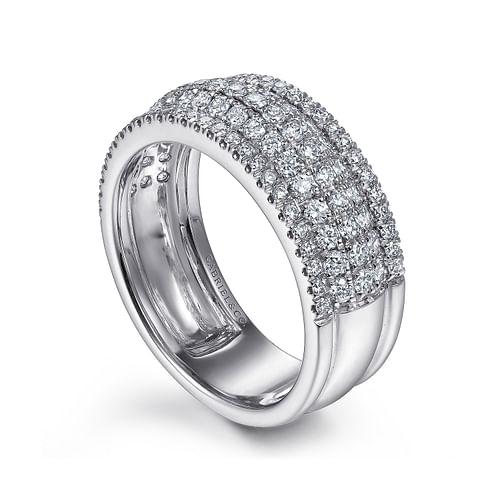 14K White Gold Wide Pavé Diamond Band