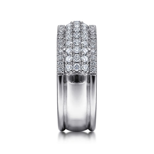 14K White Gold Wide Pavé Diamond Band