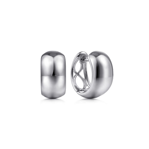 14K White Gold Wide Smooth Huggies