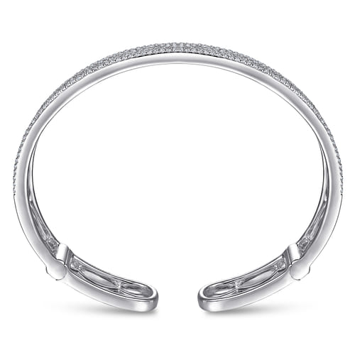 14K White Gold Wide Zig Zag Diamond Cuff Bracelet