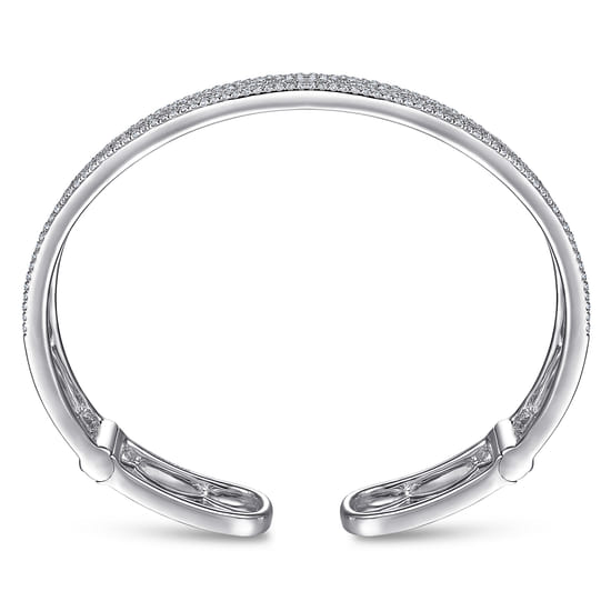 14K White Gold Wide Zig Zag Diamond Cuff Bracelet angle 3