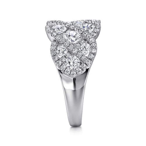 14K White Gold Woven Diamond Statement Ring